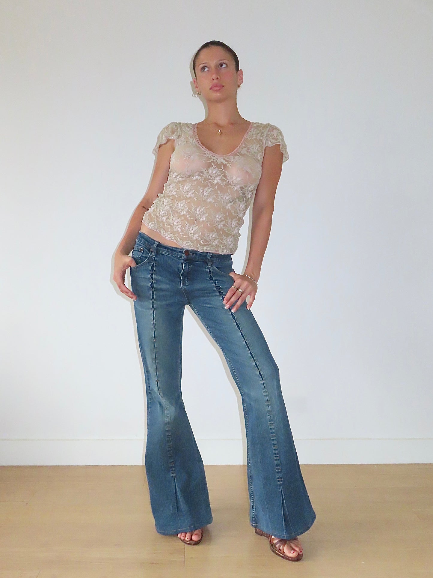 VERTICAL PANELED SEAM BOOTCUT JEANS / XL