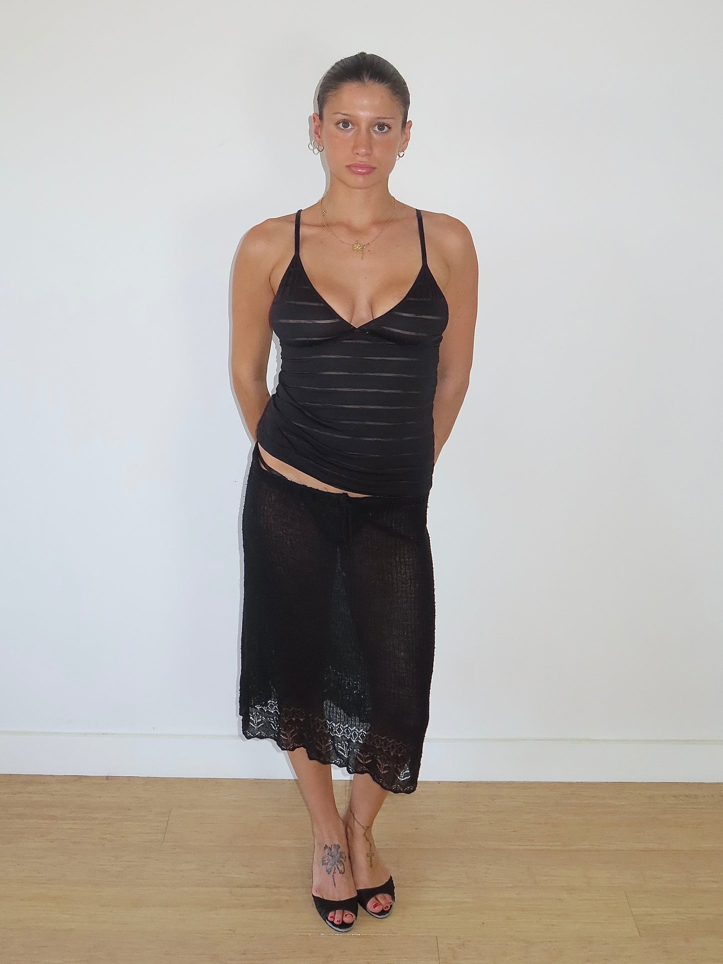 STRIPED MESH CAMISOLE