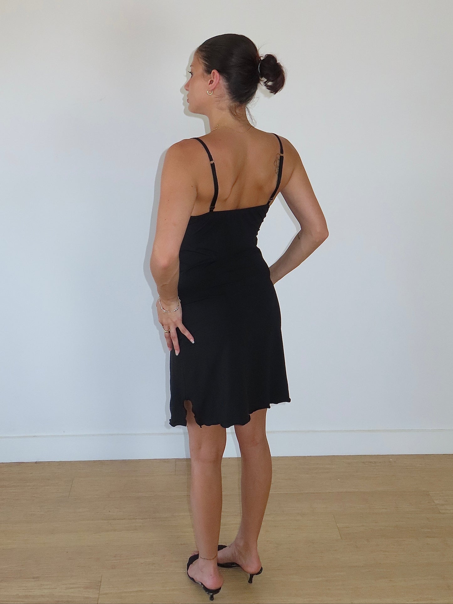 ORCANTA BLACK SLIP MIDI WITH CHEETAH TRIM / ESTIMATED SMALL