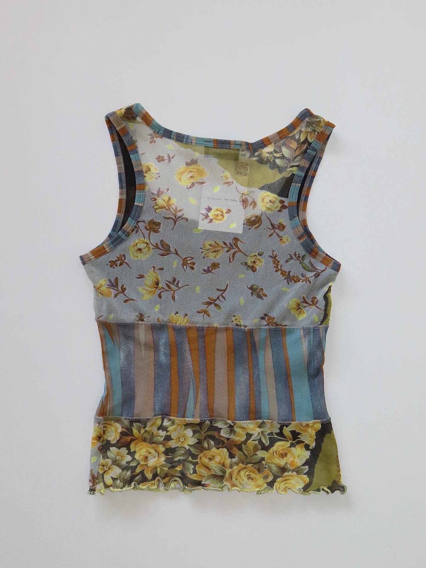 ONE STEP PATCHWORK GRAPHIC MESH TANK / ESTIMATED SMALL