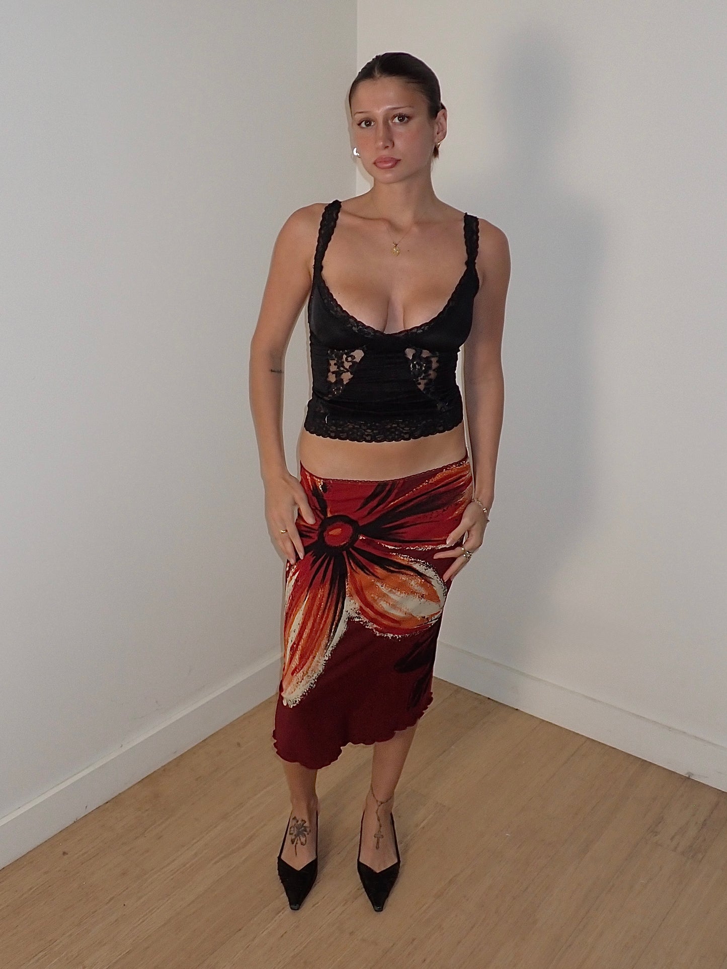 STREET ONE FLORAL MIDI SKIRT / UK 8