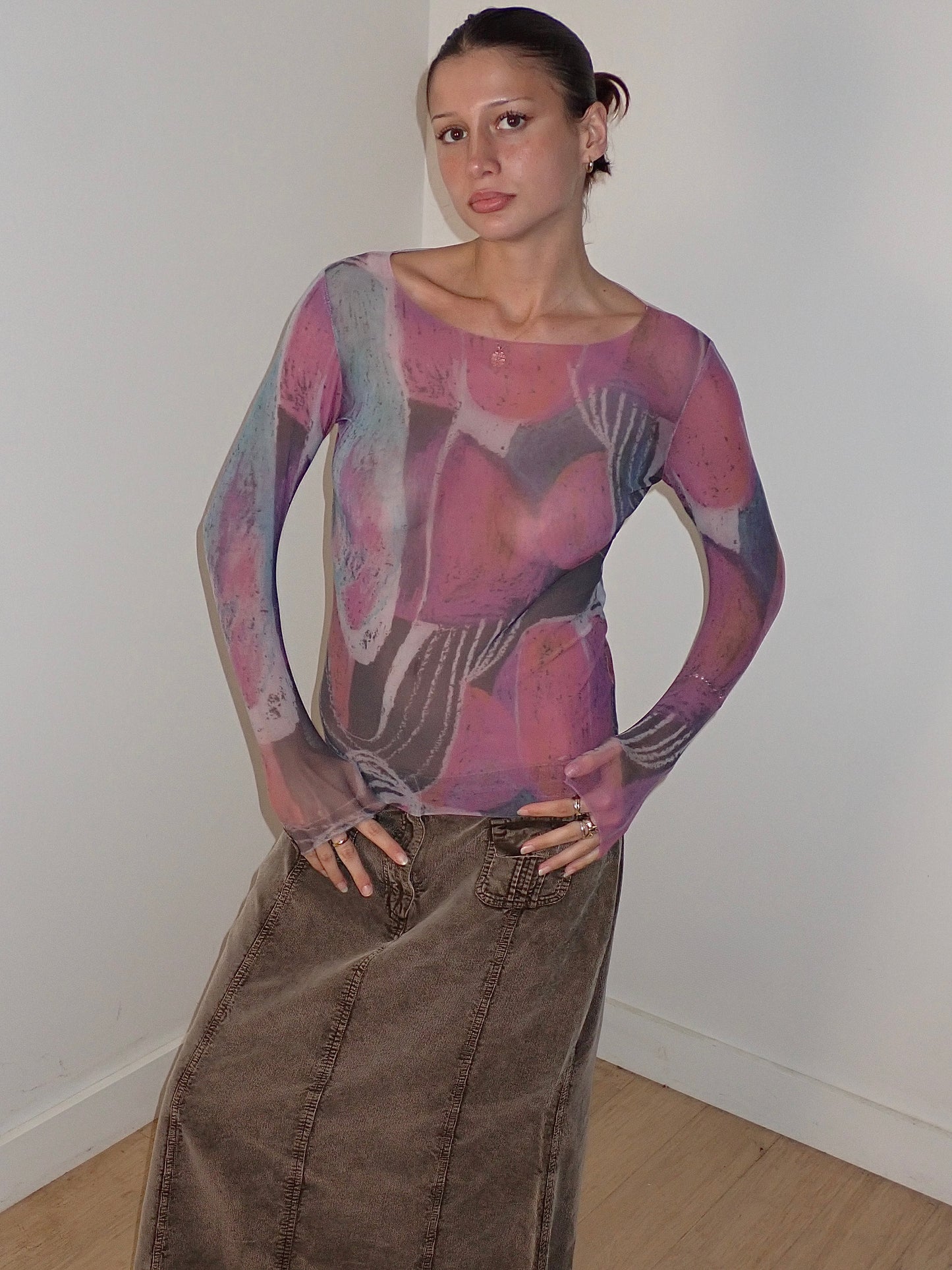 LA PIEL BY AMB PRINTED GRAPHIC TOP / ONE SIZE